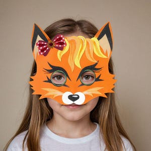 Printable mask fox, Fox mask, printable masks animals, Christmas party game, party game, wood, animal mask, paper mask, handcraft