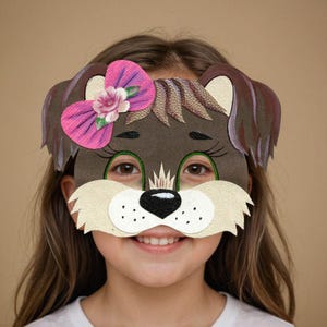 Printable mask brown dog, brown mask, printable masks animals, Christmas party game, party game, wood, animal mask, paper mask, quadrober