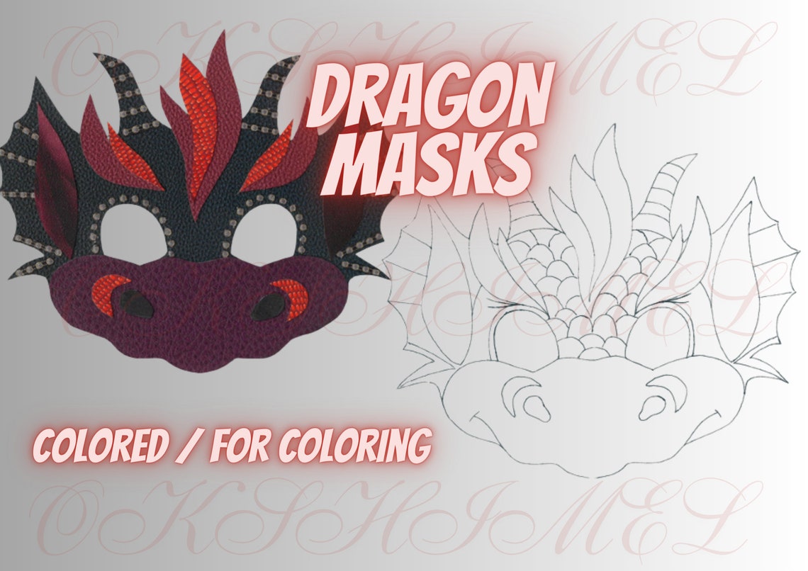 Printable Mask Dragon, Dragon Mask, Printable Masks Animals, Christmas Party Game, Party Game ...