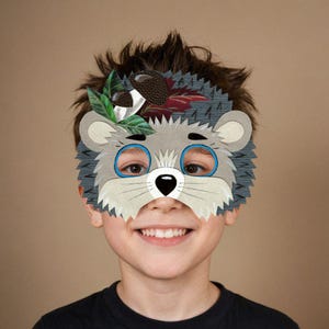 Printable mask Hedgehog, Hedgehog mask, printable masks animals, Christmas party game, party game, wood, animal mask, paper mask, handcraft