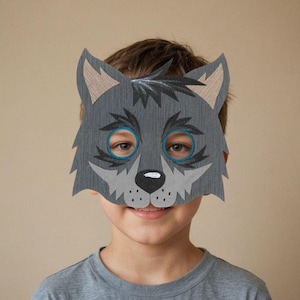 Druckbare Maske Wolf, Wolfsmaske, printable masks Tiere, Weihnachtsfeier Spiel, Gesellschaftsspiel, Holz, Tiermaske, Papiermaske, Handarbeit