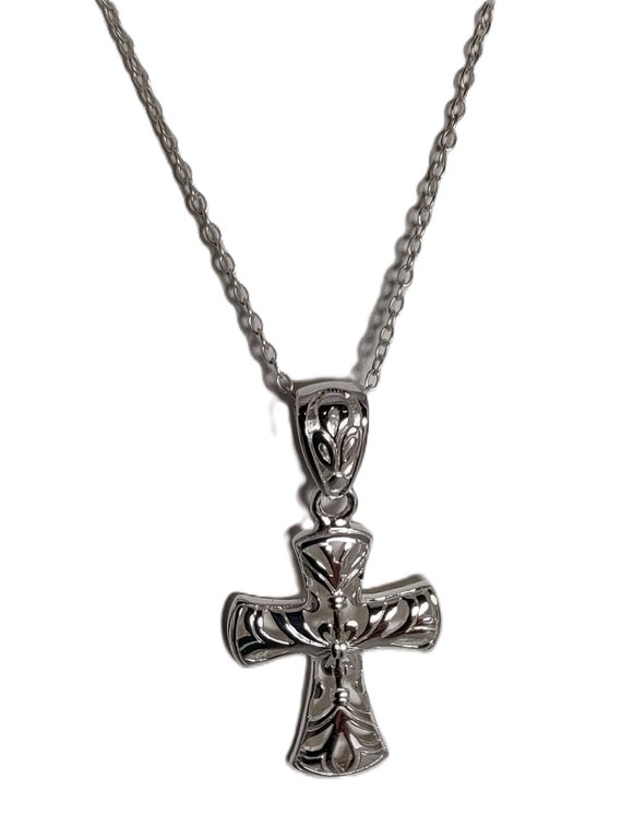 Necklace, Cross, Cross Necklace, Silver Cross Nec… - image 2