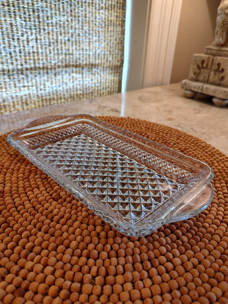 Vintage Diamond Pattern Glass Butter Dish, Vintage Clear Glass Diamond ...