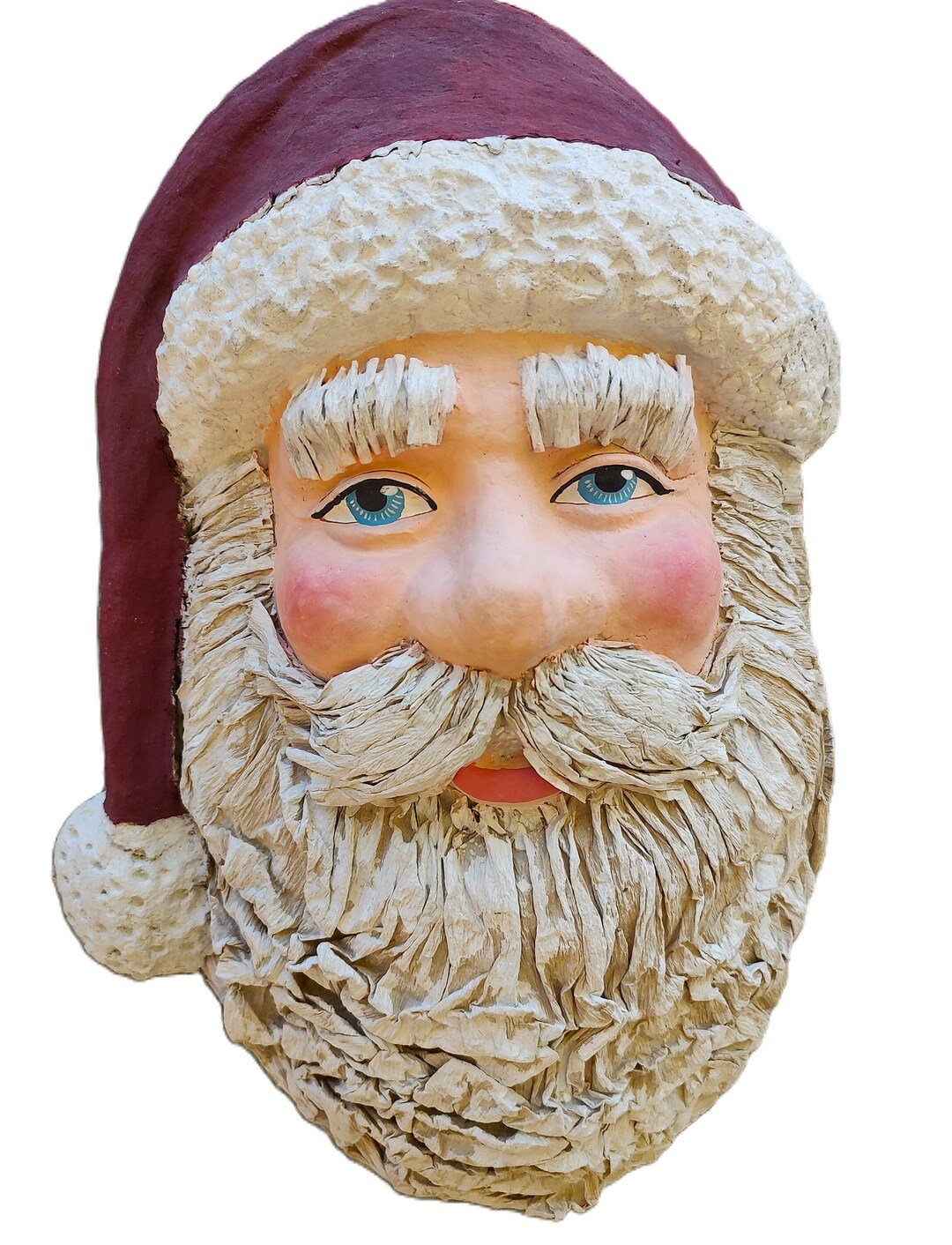Extra Large Santa Head Paper Mache Santa Christmas Decoration Etsy