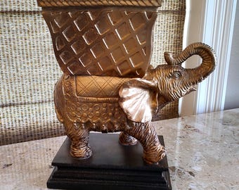 L Resin Elephant, Elephant Knick Knack, Elephant Figurine, Elephant Vase, Vintage Elephant, Elephant What Not, Animal Figurine