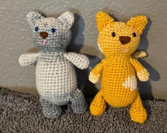 Gato de peluche de ganchillo, gatito de hilo hecho a mano