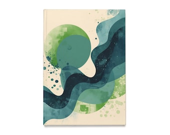 Abstract Waves Hardcover Journal, Eco-Friendly Notebook