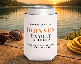Personalized Family Lake Weekend Can Cooler Koozie