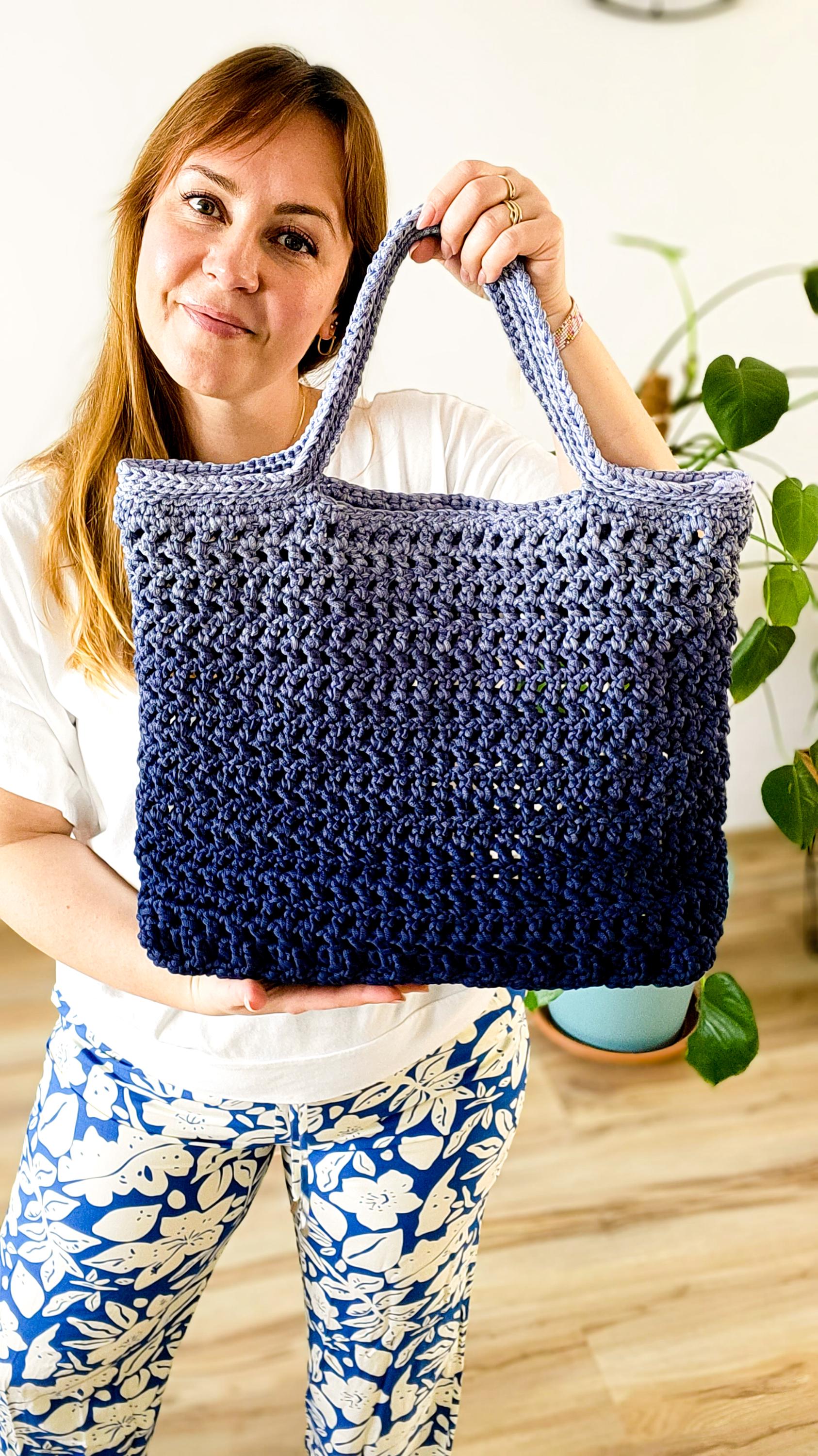 Crochet Mesh Shopper Bag Pattern – Easy Ombre Market Tote (digital ...