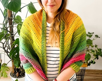 Easy to follow chart included crochet shawl with sleeves pattern. Wrap pdf instant download pattern. Cover up, cardigan crochet pattern.