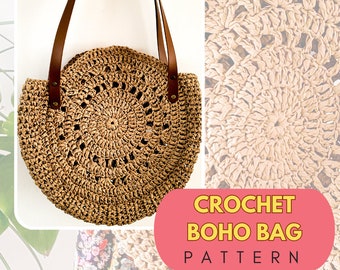 Crochet Boho Raffia Bag Pattern, Easy Digital PDF (with Video)