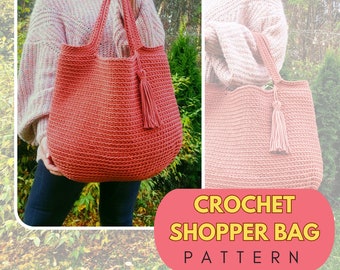 Crochet XL shopper bag pattern, fall outfit accesories, fashion desing giant bag for everyday use.
