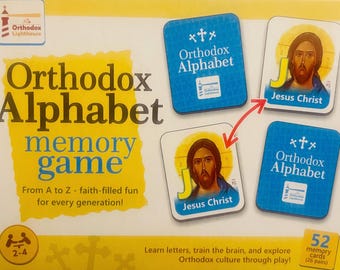 Orthodox Alphabet Memory Card Game for Children, Fun Matching Card Games, Orthodox Family Education Game, Word and Picture Game