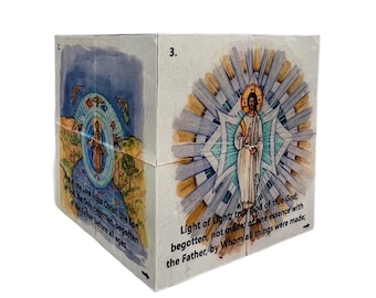 Cube Puzzle Symbol of Faith: Educational Folding Game for Kids