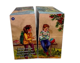 Cube Puzzle Beatitudes: Sermon on the Mount, Educational Folding Game for Kids