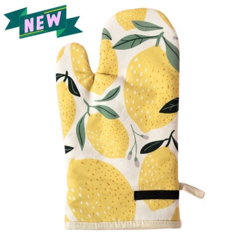 Lemon Fresh Oven Mitt, Gift for Mom, Modern Kitchen Glove, Citrus
