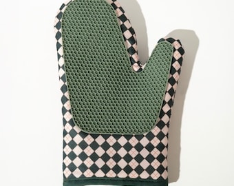 Linen oven mitt (1pcs). Linen kitchen glove. Linen kitchen mitten with heat-insulated padding. Protective cooking gloves.