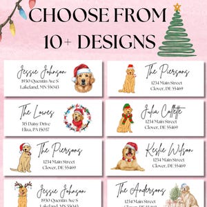 Etiquetas de remitente personalizadas para perros Golden Retriever navideños: pegatinas personalizadas - Pegatinas para envíos de correo Etiquetas navideñas para perros Golden Retriever