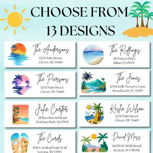 Custom Tropical Beach Return Address Labels: Personalized Florida Sunset Mailing Stickers