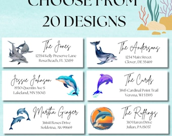 Aangepaste Dolphin-retouradreslabels: gepersonaliseerde Dolphin-mailingstickers