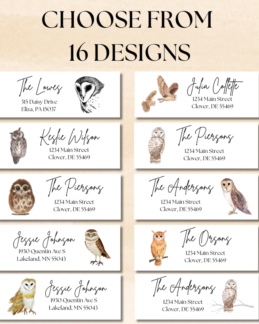 Owl Post Labels Custom Owl Bird Return Address Labels: Personalized Mailing Stickers (1 ...