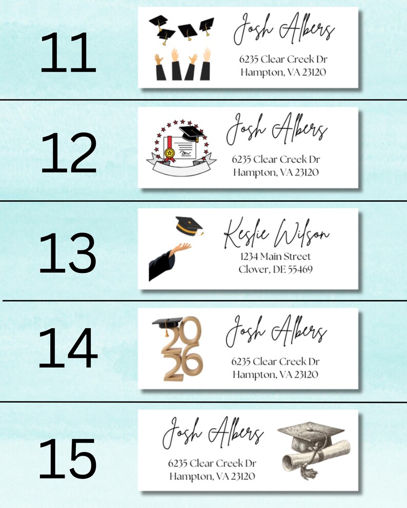 Graduation Music Address Labels Custom Graduation Return Address Labels: Personalized Mailing Labels ...