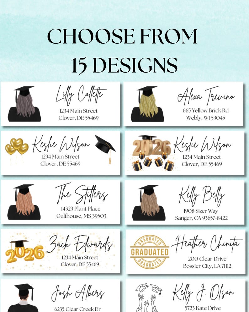 Graduation Students Names Custom Graduation Return Address Labels: Personalized Mailing Labels 2026 Graduate - Etsy