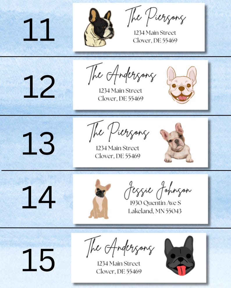 Custom French Bulldog Return Address Labels: Personalized Dog Stickers ...