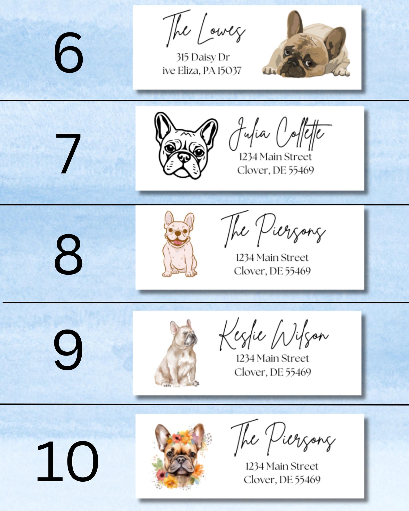 Custom French Bulldog Return Address Labels: Personalized Dog Stickers ...