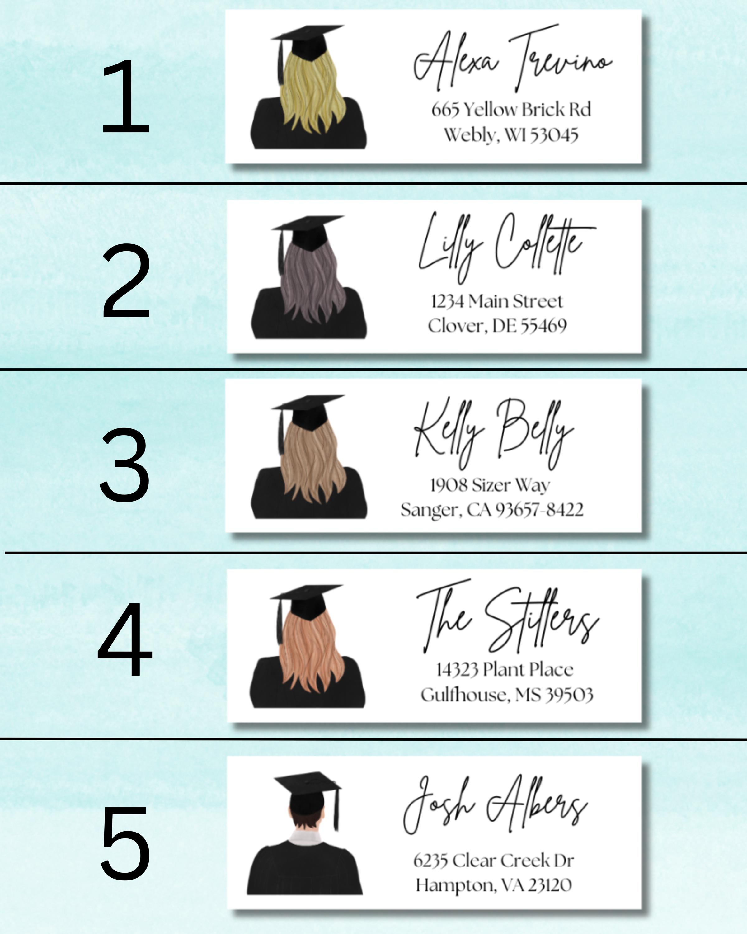 Michigan Tech Address Labels Custom Graduation Return Address Labels: Personalized Mailing Labels ...