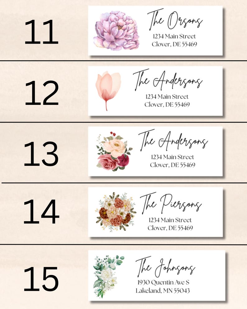 Floral Wedding Return Address Labels: Personalized Mailing Stickers - Etsy