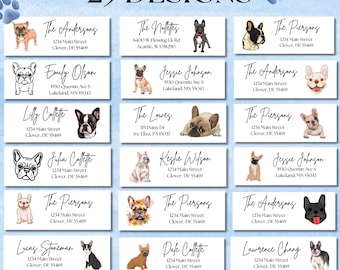 Französische Bulldogge Adressaufkleber: Personalisierte Hundeaufkleber