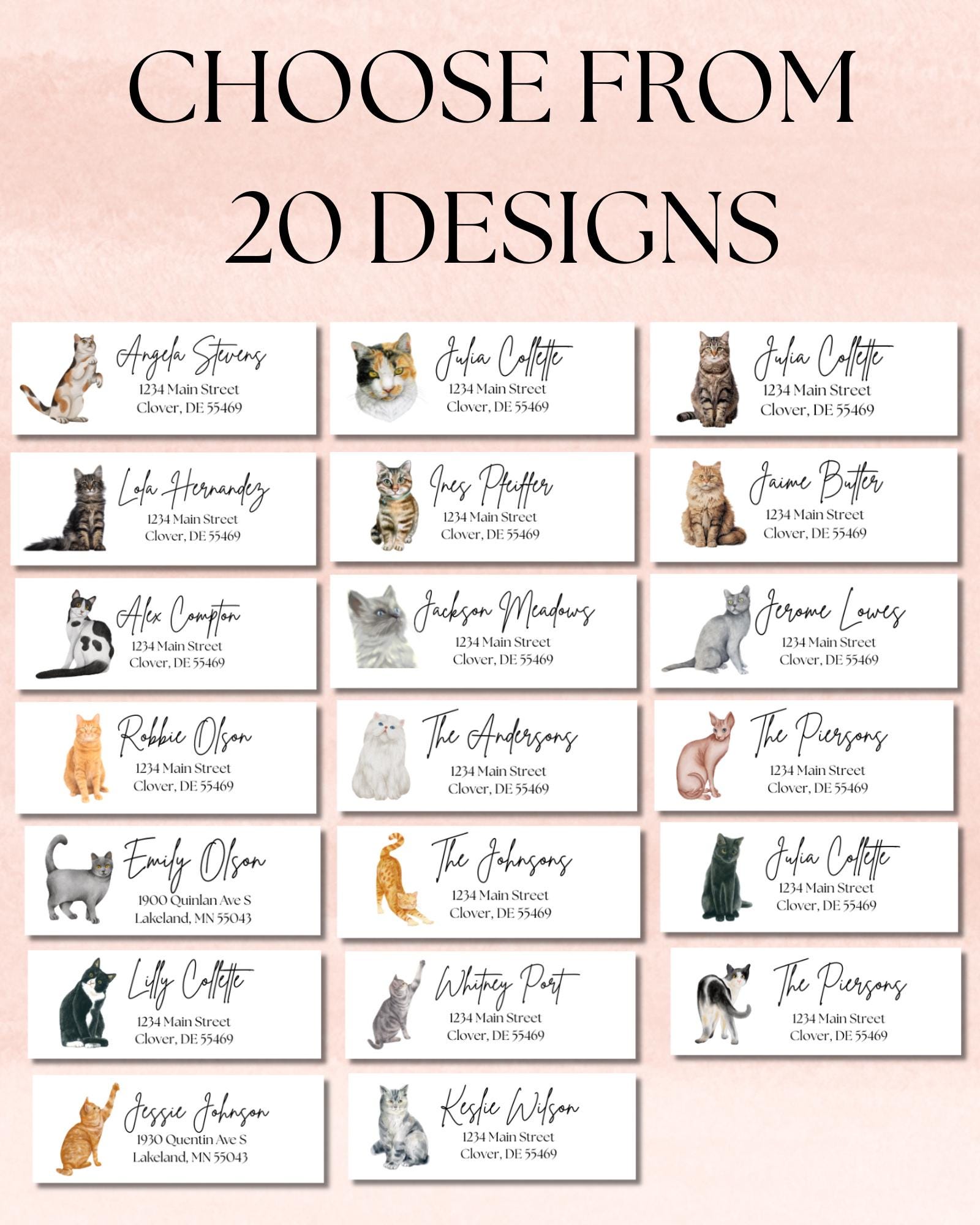 Custom Cat Breed Return Address Labels: Personalized Stickers - Mailing ...