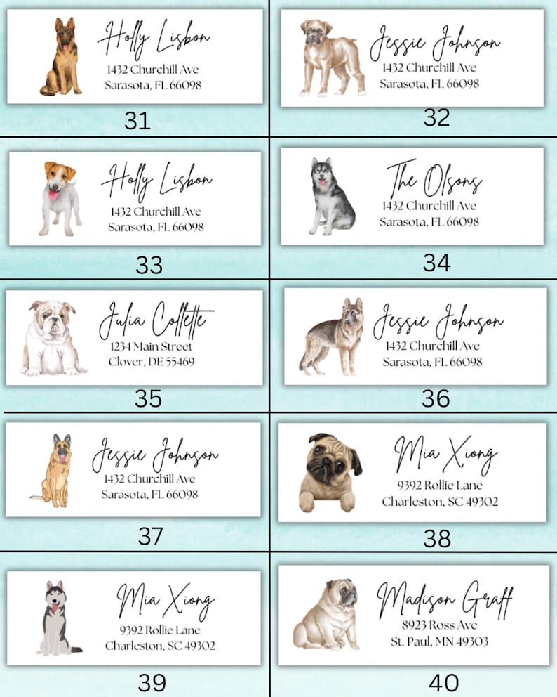 Custom Dog Breed Return Address Labels: Personalized Stickers - Mailing ...