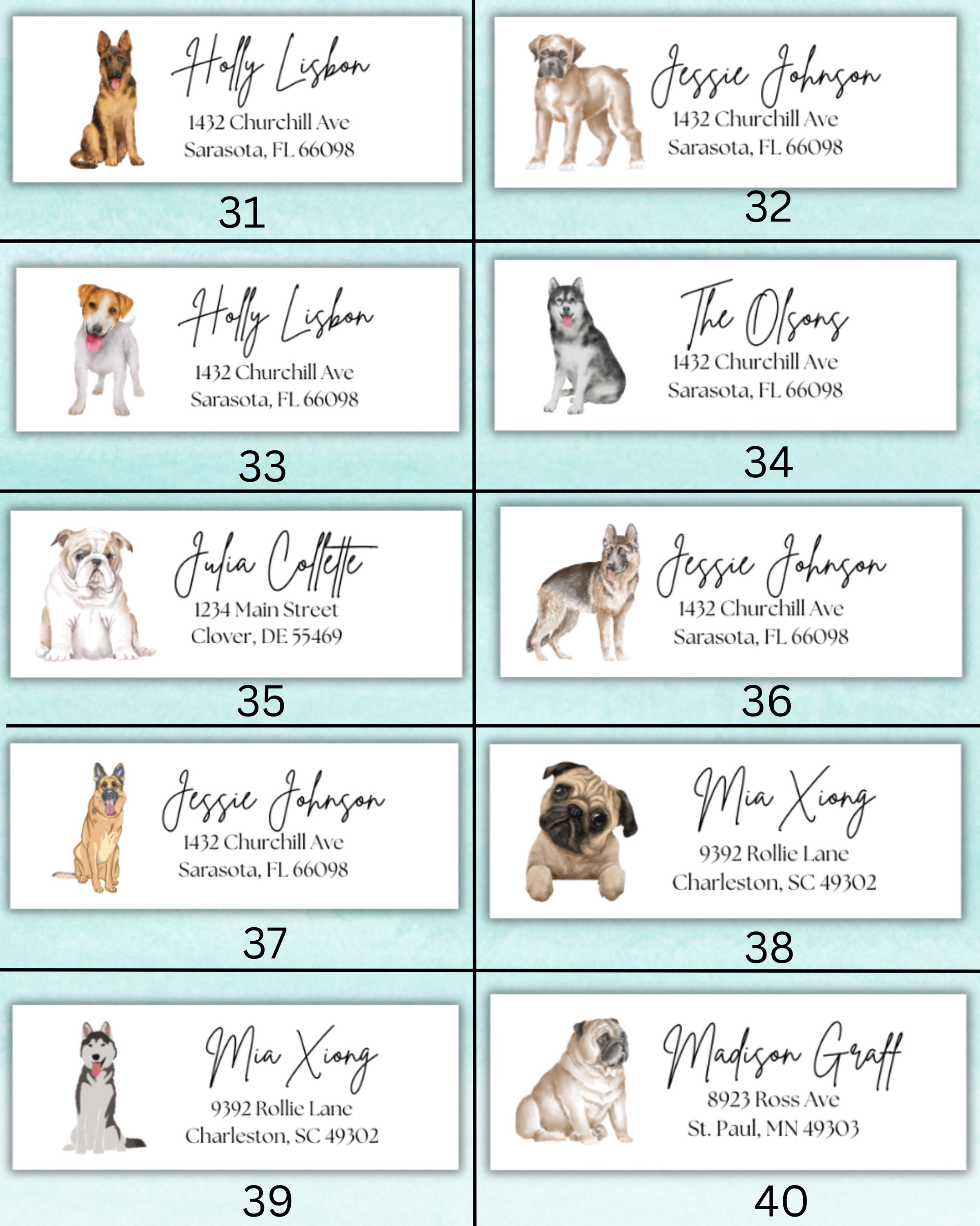 Dog Labels Printer Custom Dog Breed Return Address Labels: Personalized Stickers - Mailing ...