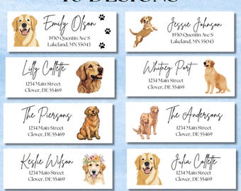 Aangepaste retouradreslabels golden retriever: gepersonaliseerde hondenstickers