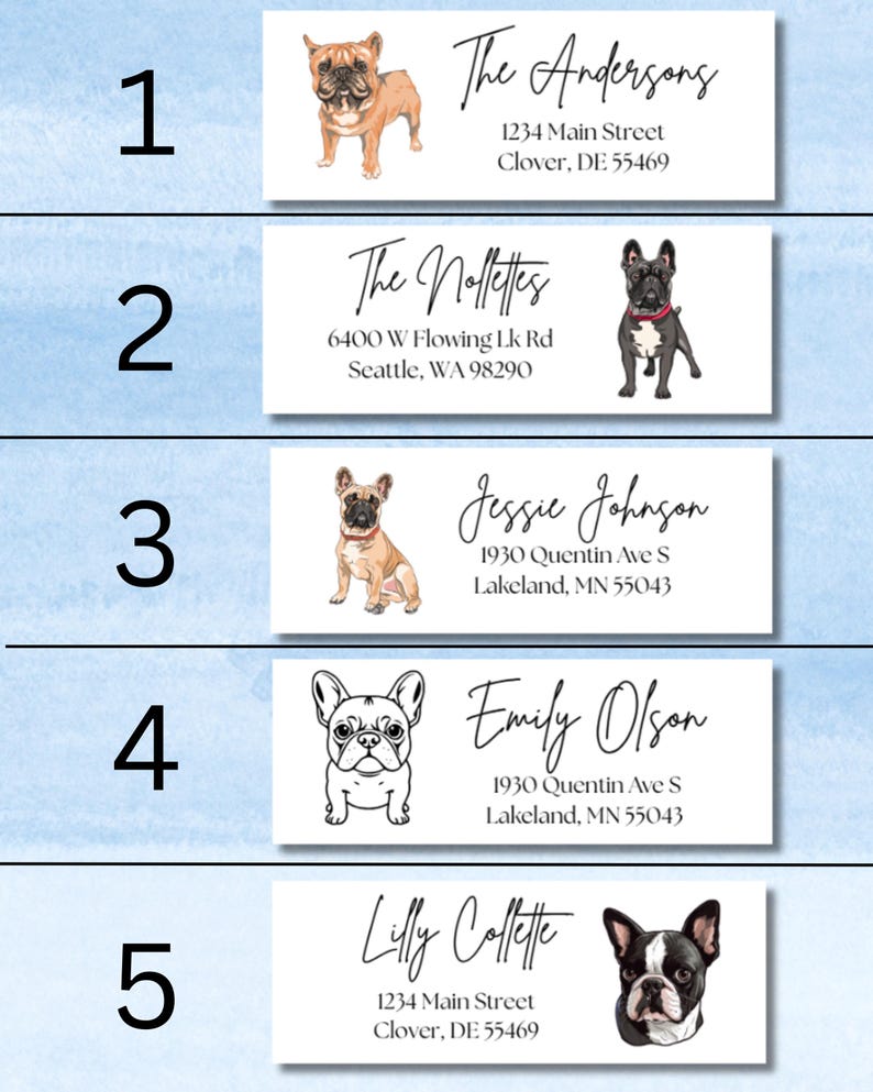 Custom French Bulldog Return Address Labels: Personalized Dog Stickers ...