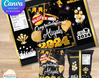 EDITABLE Graduation chip bag, customisable DIGITAL DOWNLOAD
