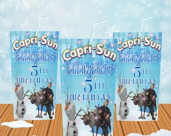 Frozen theme Juice Pouch Label, Capri Sun Sticker, Kids Birthday Party Favour, customisable