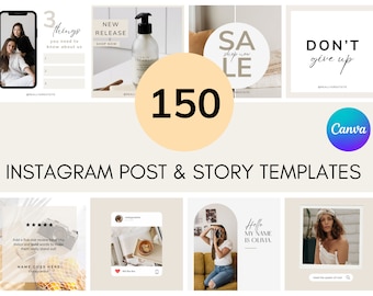 150 Instagram Templates - Instagram Templates for Business - Instagram Templates Canva - Aesthetic Instagram