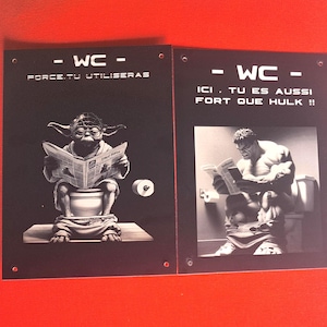 Plaque de porte WC humoristique – Gravure laser – Panneau toilettes – Déco maison / gîte