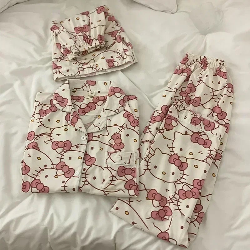 Halloween Sanrio Hello Kitty PJ Pajamas Soft Warm Fuzzy Cute Sleepwear Pants