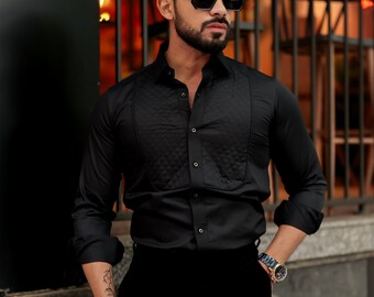 Men's Black Shirt: Classic Solid Color with Full Sleeves & Side Pocket - Stylish Comfort for Everyday Casual Wear - Pocketed Men's Top