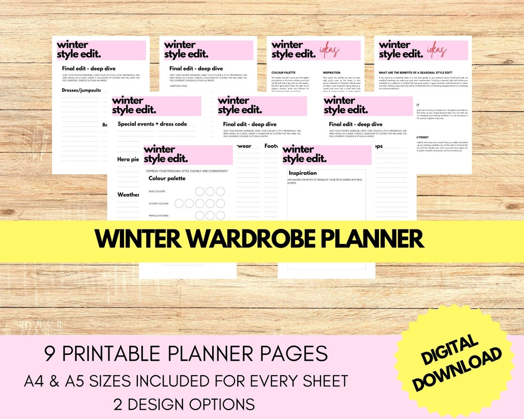 Printable Wardrobe Planner, Minimalist Capsule Wardrobe Planner Bundle ...