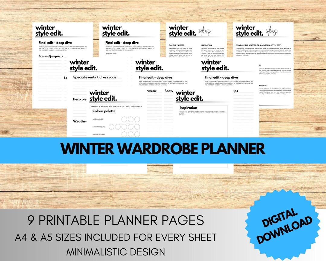 Printable Wardrobe Planner Minimalist Capsule Wardrobe - Etsy