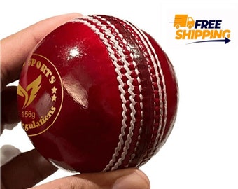 Pelota dura de cuero de cricket cosida a mano- Pelota de partido de cricket de 5,5 OZ/156 g- Pelota de calidad/roja/blanca/rosa con logotipo personalizado y envío gratuito.