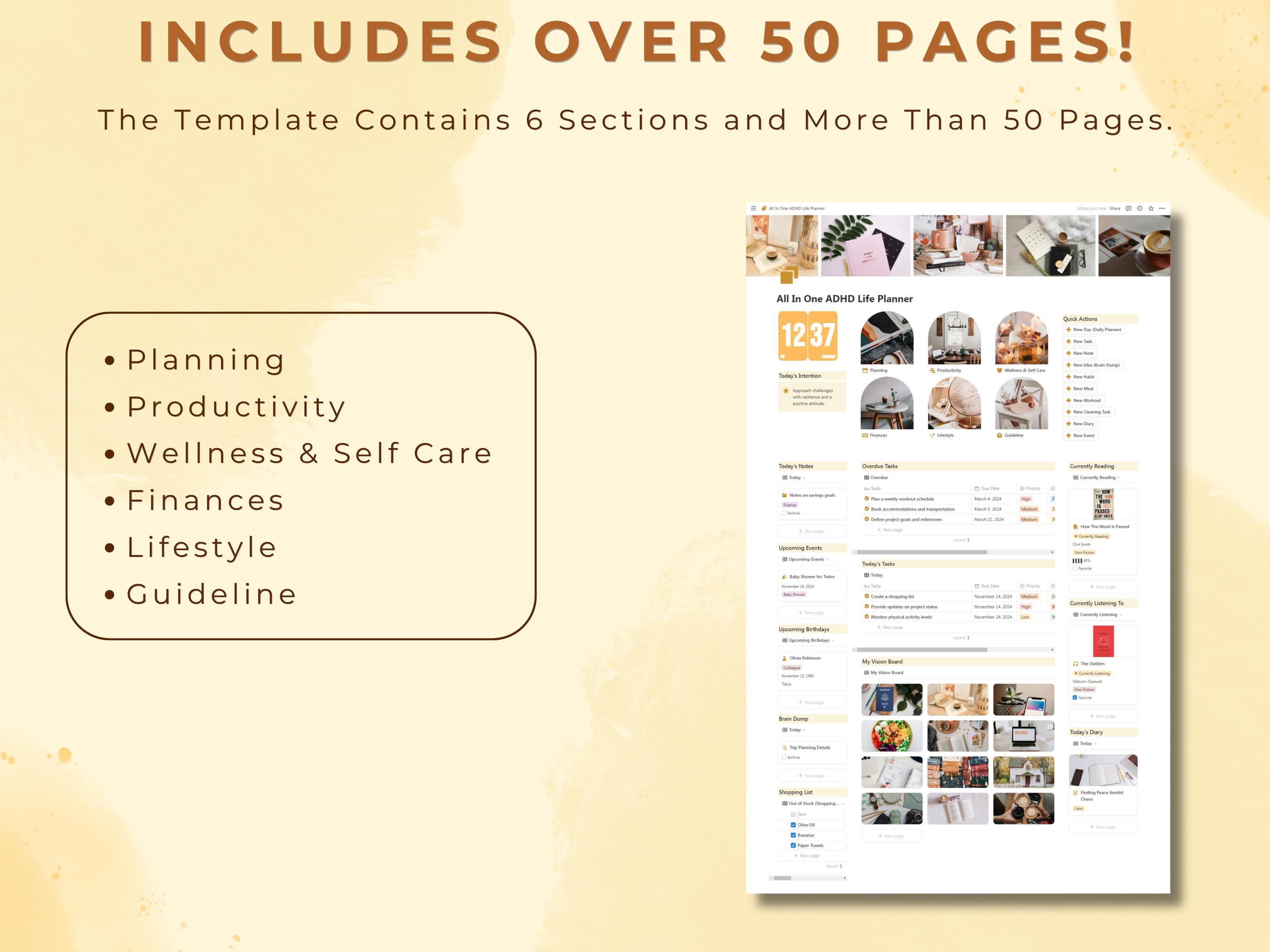 Notion Template All in One Adhd Life Planner Aesthetic Notion Adhd ...