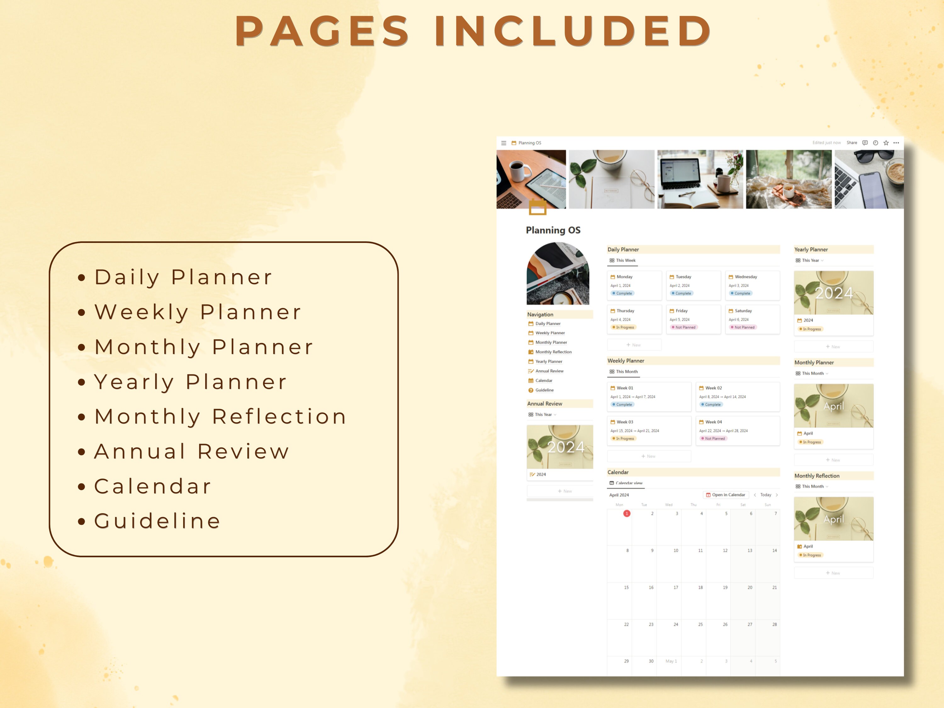 Notion Template Daily Weekly Monthly and Yearly Planner Aesthetic ...