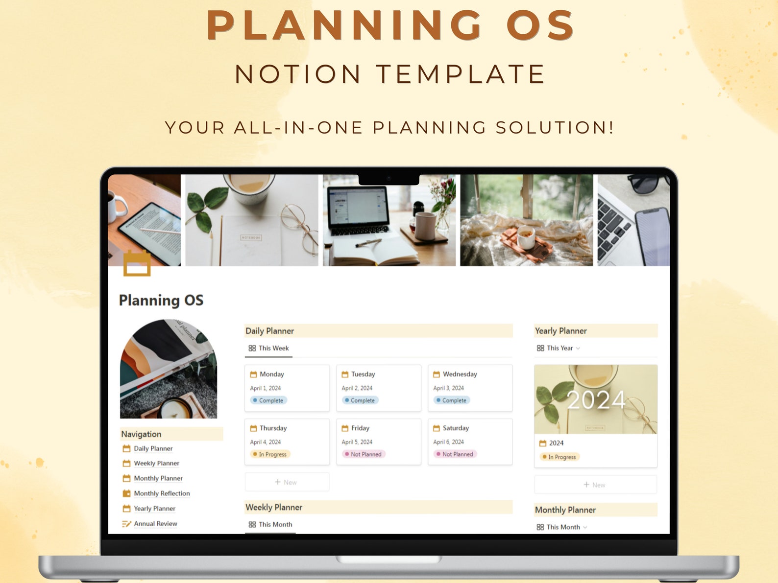 Notion Template Daily Weekly Monthly and Yearly Planner Aesthetic ...
