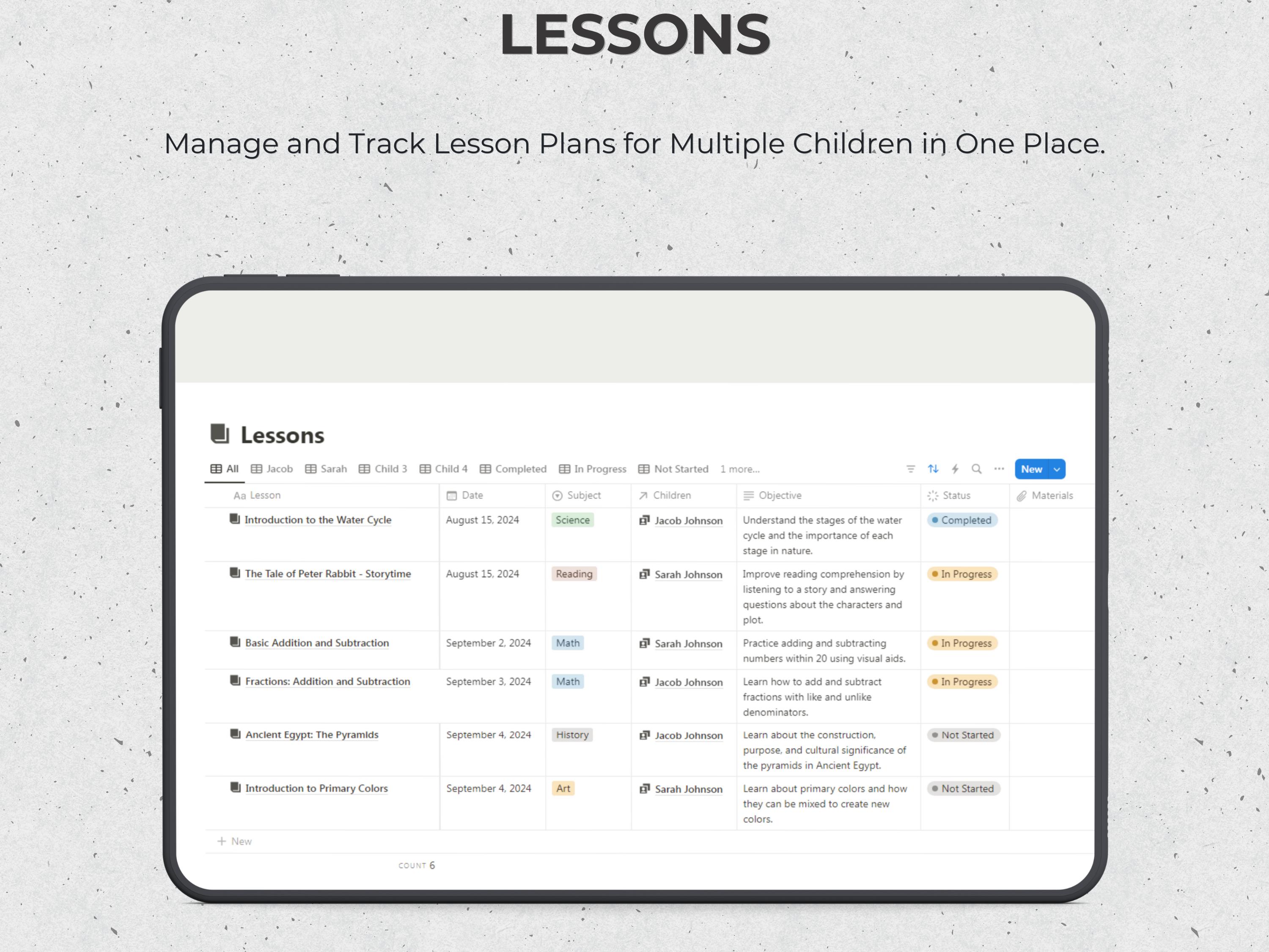 Notion Template Homeschool Planner for Multiple Kids Aesthetic Home ...